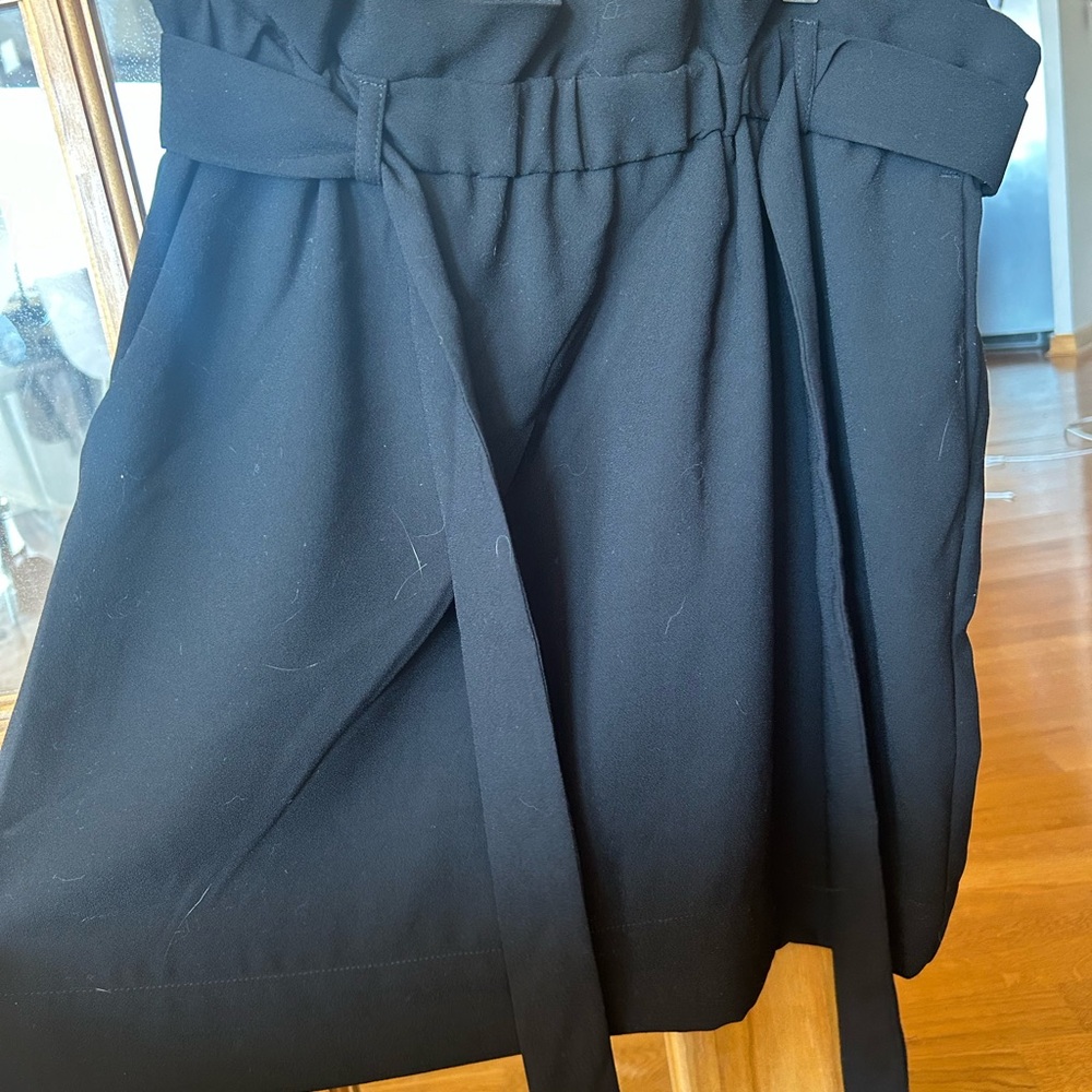 Express Black Midi A-Line Skirt with Tie Front